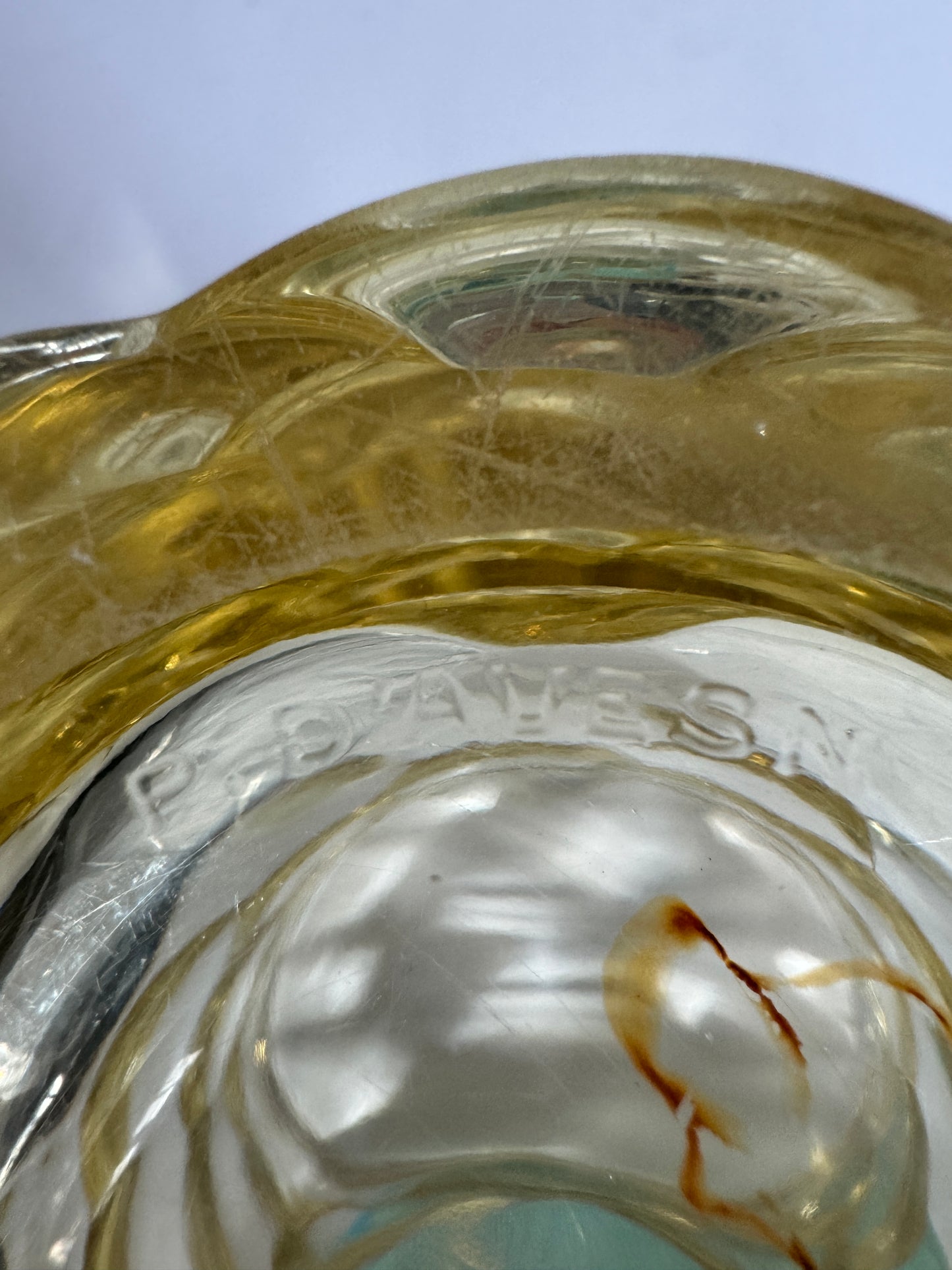French Citrine Glass Vase. Signed J. D'AVESN France.