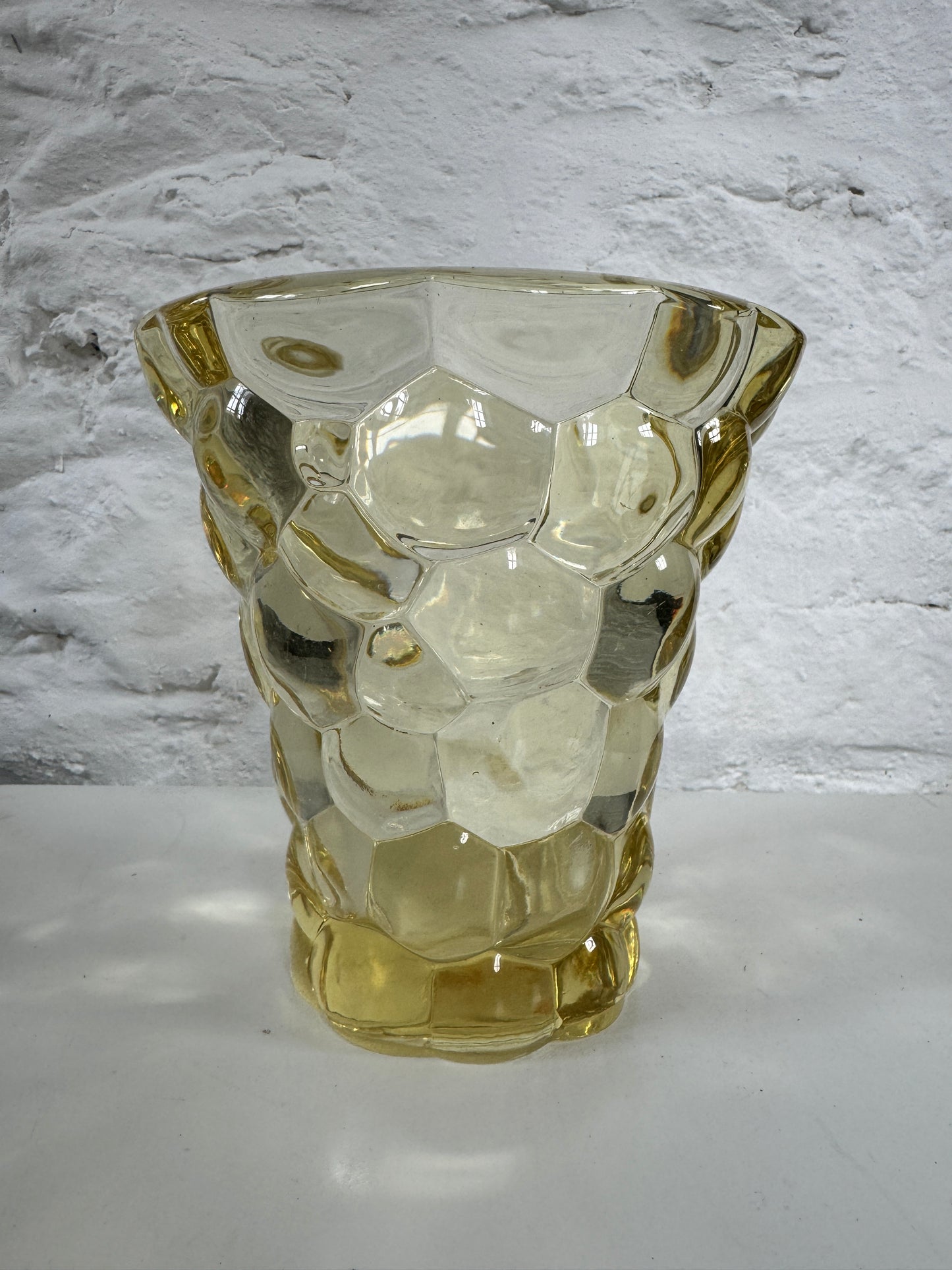French Citrine Glass Vase. Signed J. D'AVESN France.