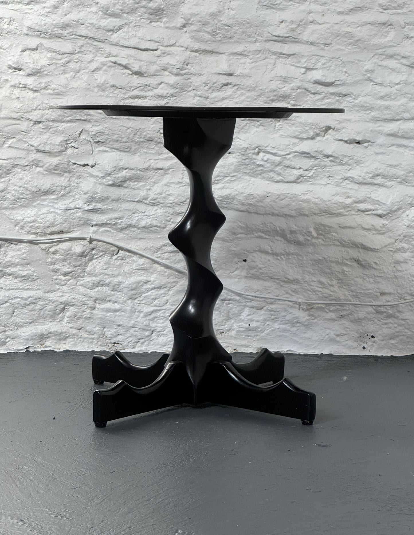 Vintage Slate Top Side Table with black lacquered base