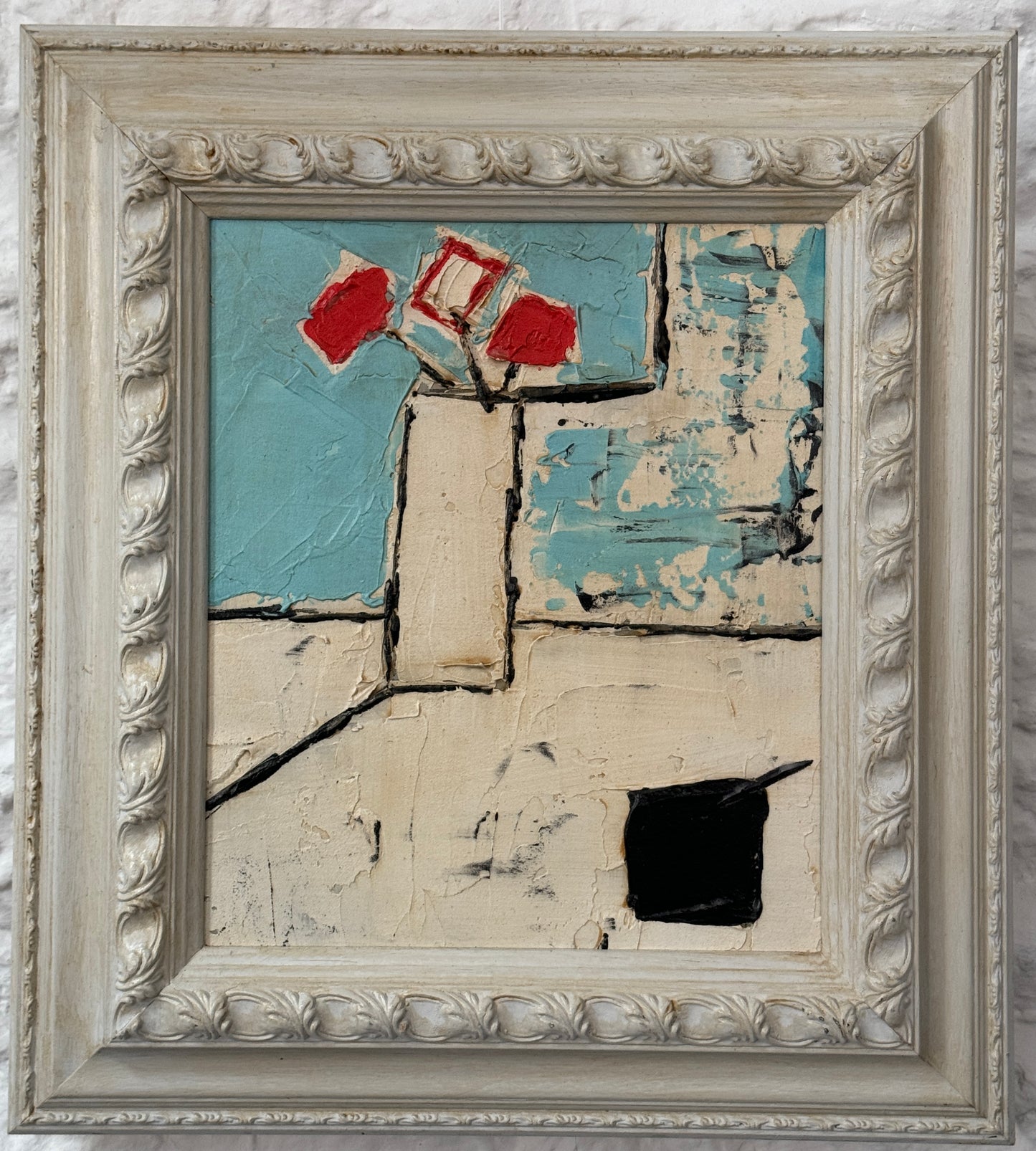 Vintage Oil Painting, Red Flowers