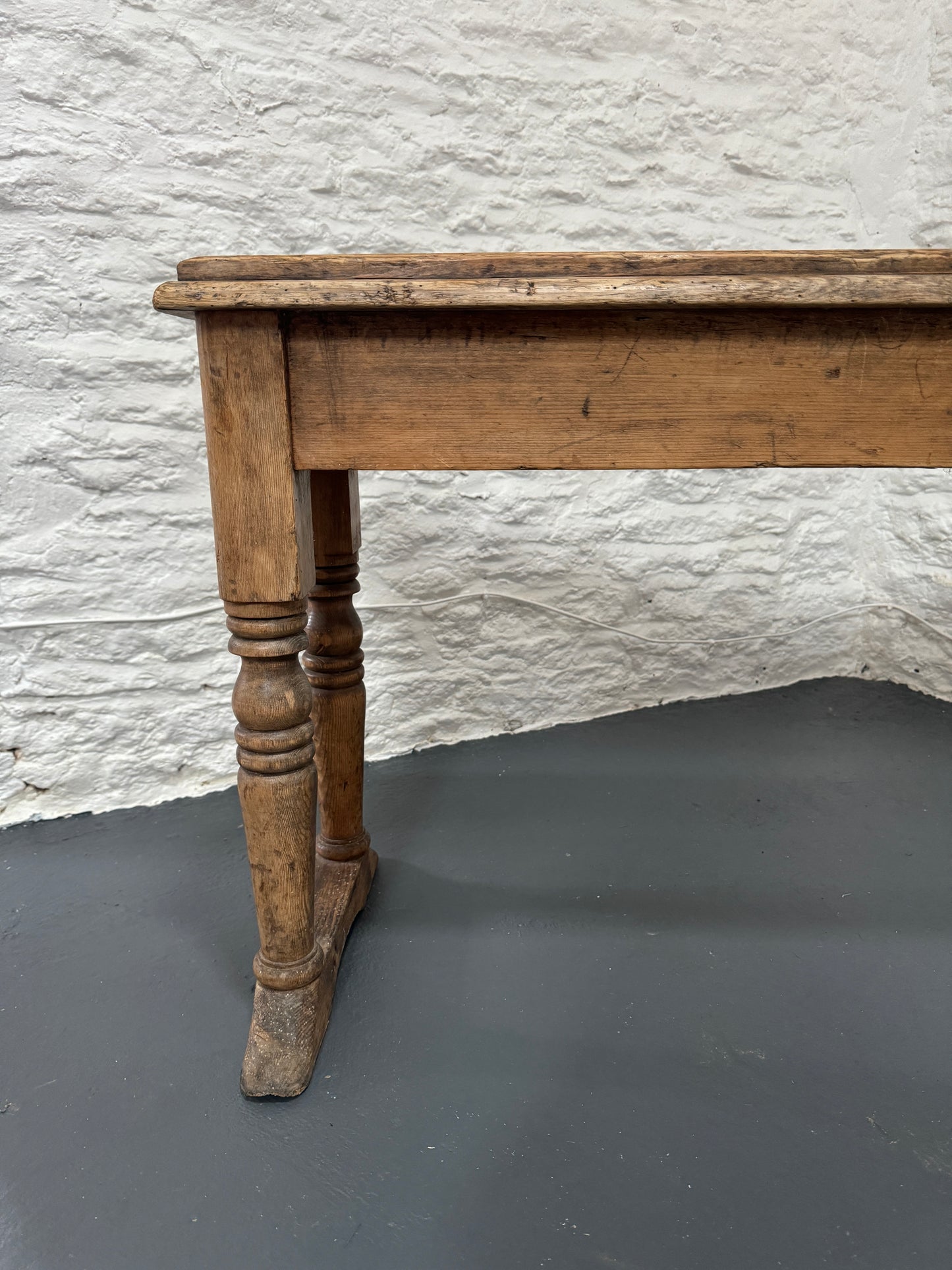 Rustic Antique Bench with Turned Legs and Braces, 19th Century