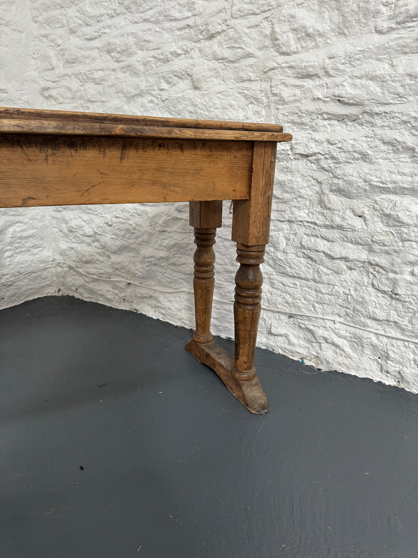 Rustic Antique Bench with Turned Legs and Braces, 19th Century
