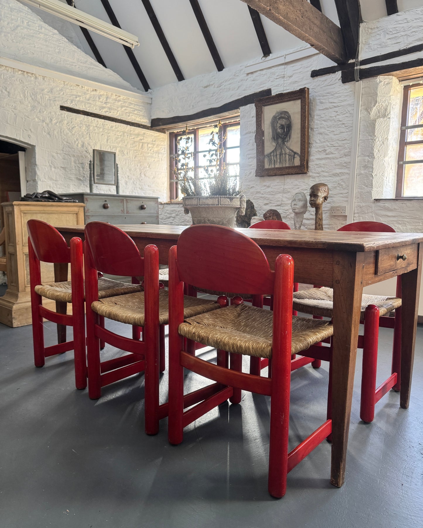 Set of 6 Red 1970s Padova chairs by Hank Lowenstein