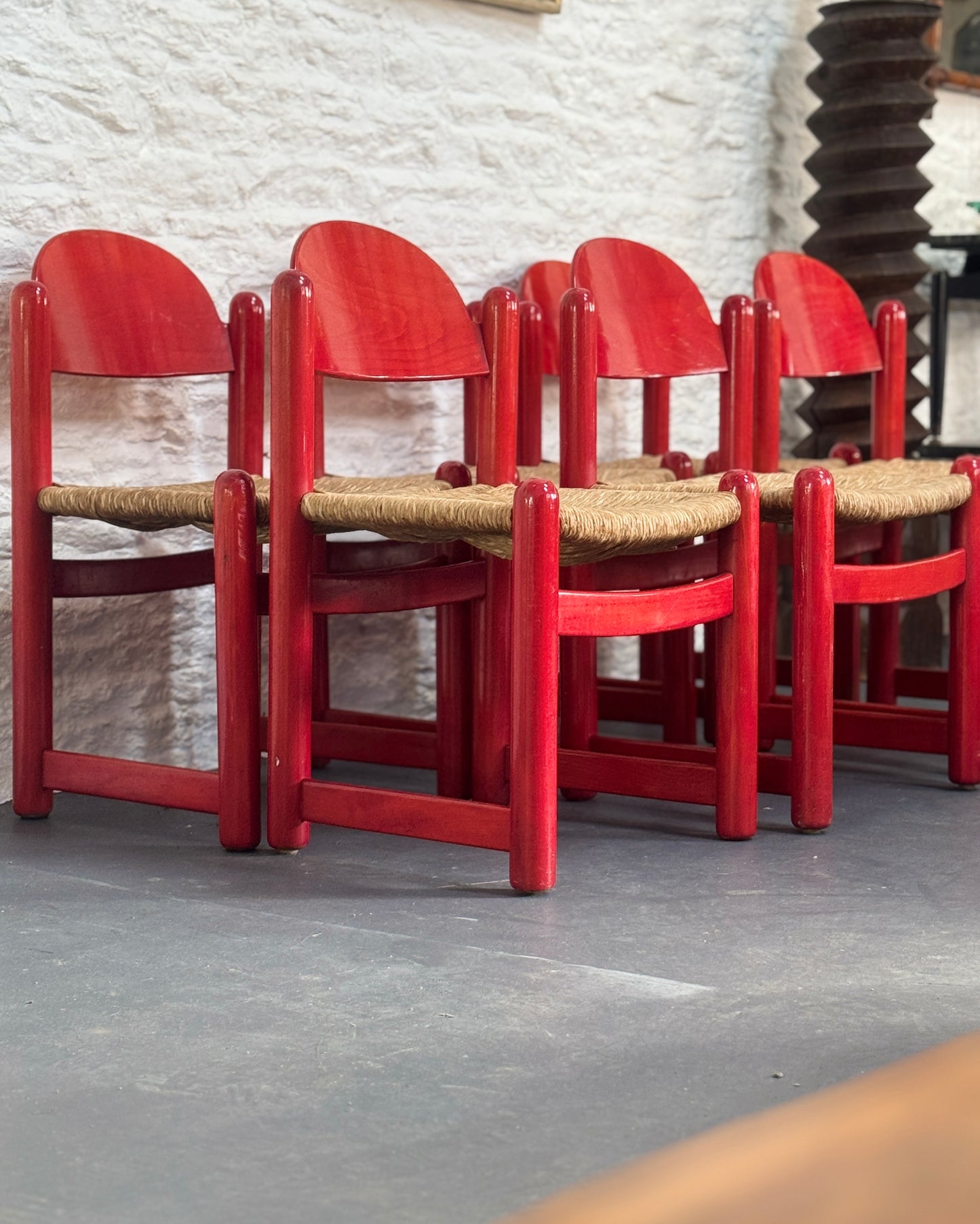 Set of 6 Red 1970s Padova chairs by Hank Lowenstein