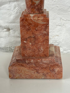 Italian Pink Marble Column Lamp