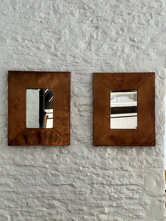 Pair of Large Vintage Copper Framed Mirrors