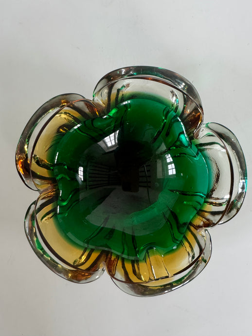 Vintage Murano - Sommerso Tricolour Italian Art Glass Bowl, 1960s