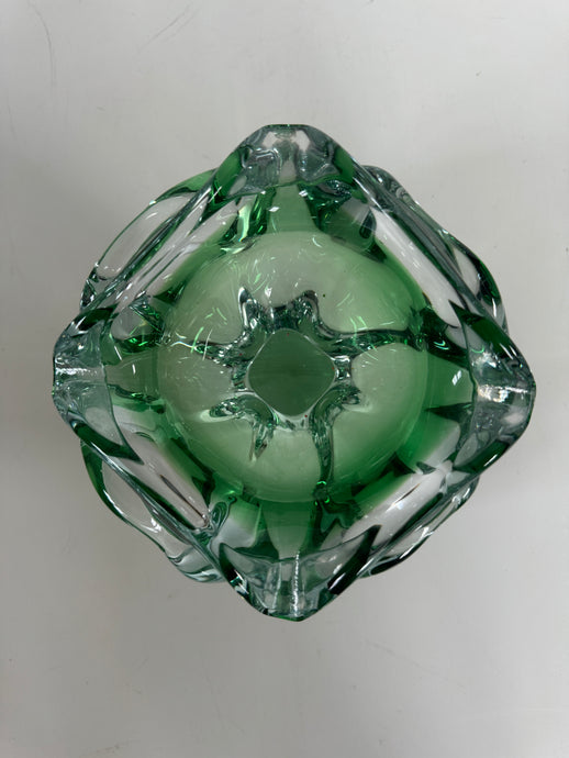 Green art glass bowl