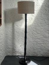 Load image into Gallery viewer, Black Lacquered Faux Bamboo Standard Lamp