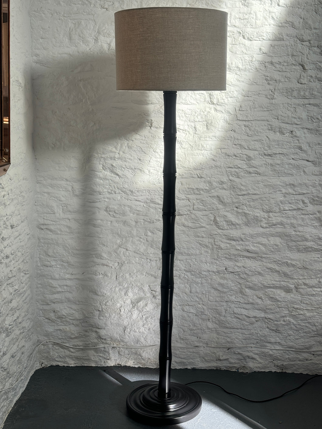 Black Lacquered Faux Bamboo Standard Lamp