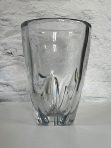 Heavy Art Glass Vase, Clear, French, Mid Century