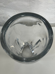 Heavy Art Glass Vase, Clear, French, Mid Century