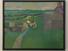 Load image into Gallery viewer, Vintage Landscape by Norfolk Artist Derek Inwood - Oil on Board - Greens/Greys