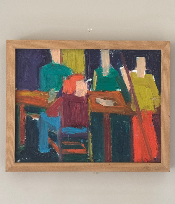 Vintage American Oil Painting ”The Pool Room”