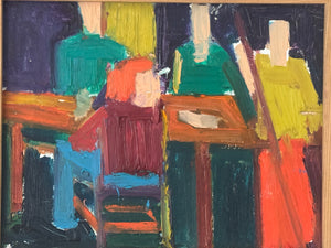 Vintage American Oil Painting ”The Pool Room”