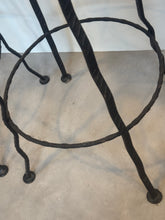 Load image into Gallery viewer, Set of 4 Vintage French Wrought Iron Bar Stools with velvet seats