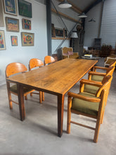 Load image into Gallery viewer, Antique Oak Farmhouse Table, Refectory Style, seats 8