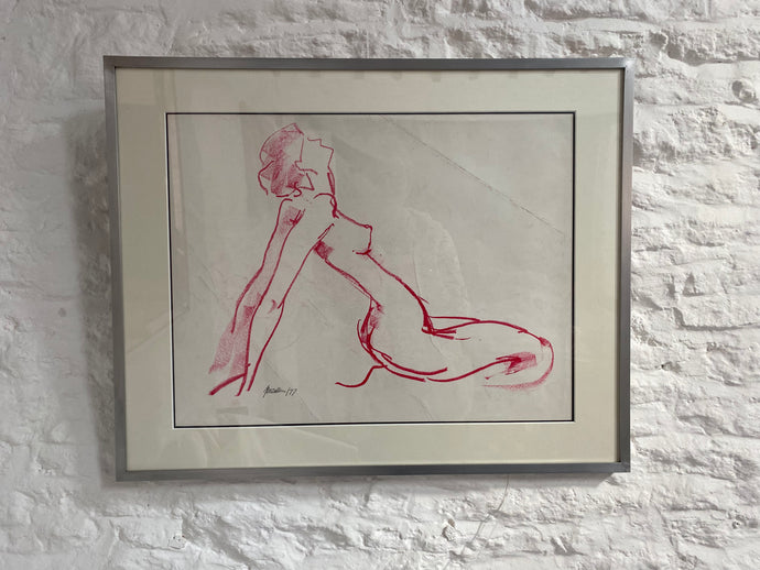 Peter Collins Life Drawing - 1977 - Red Pastel