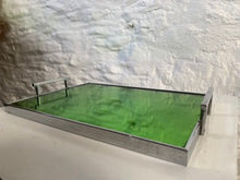 Load image into Gallery viewer, Rare Green Mirrored Serving Tray - Chrome Handles - Art Deco
