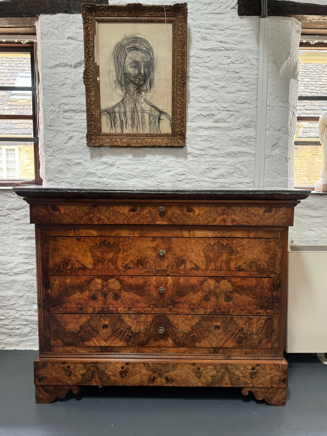 19th Century Louis Philippe Commode with Grey Marble Top