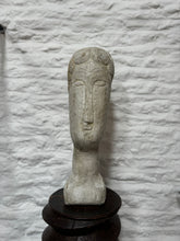 Load image into Gallery viewer, Tete de Femme, after Modigliani, Austin Productions 1961. Vintage Stone Sculpture of Bust