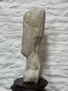 Tete de Femme, after Modigliani, Austin Productions 1961. Vintage Stone Sculpture of Bust