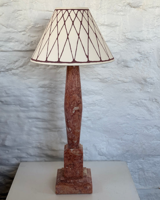 Italian Pink Marble Column Lamp