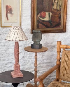 Italian Pink Marble Column Lamp