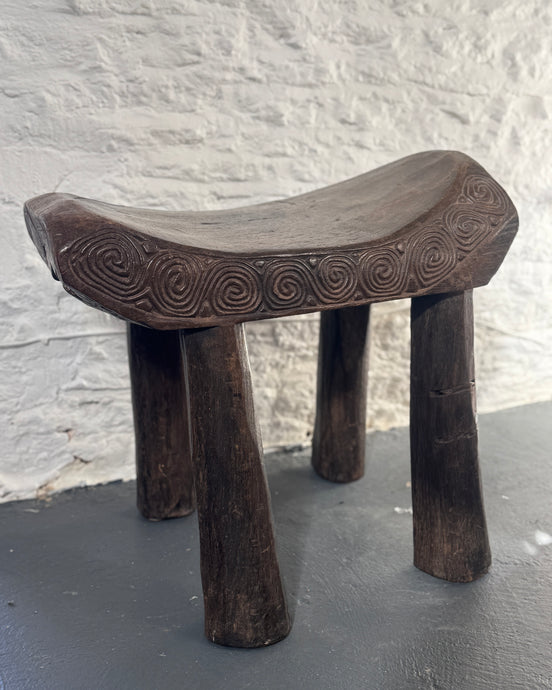 Vintage hand carved Stool - Substantial size - suitable for seating