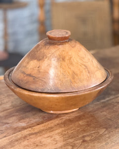 Very Large Vintage Carved Lidded Bowl